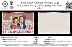 8309: British Antarctic Territory SG42 Watermark Inv. 1972 Sc#43 Mi43 Mint MNH C£21