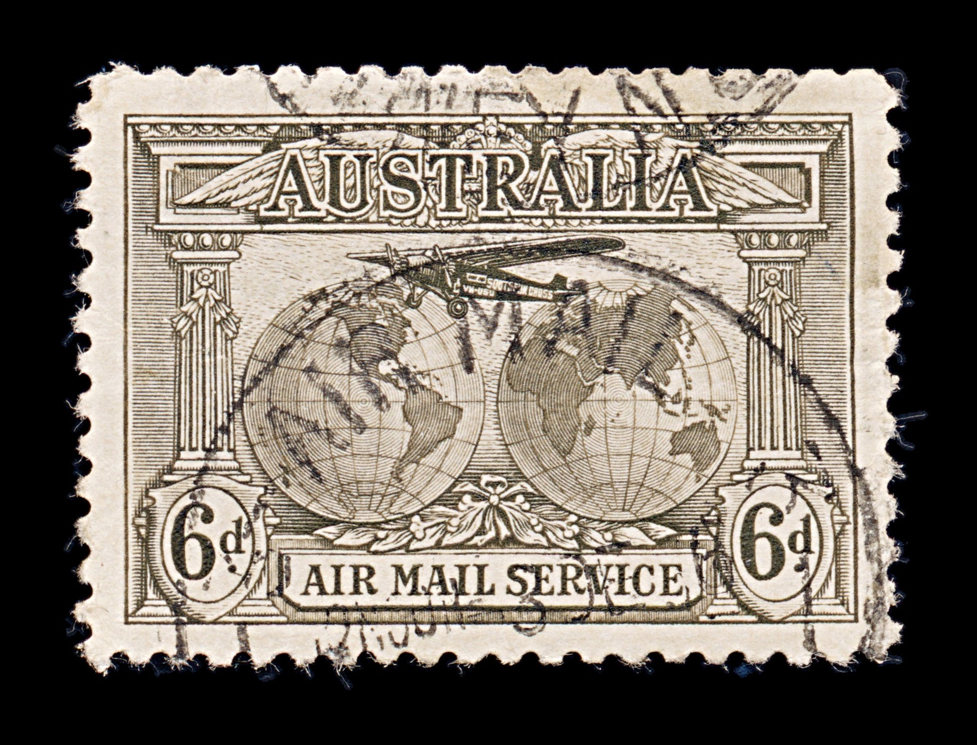 8316: Australia SG139 6d Sepia 1931 Sc#C3 Mi113 Used C£17