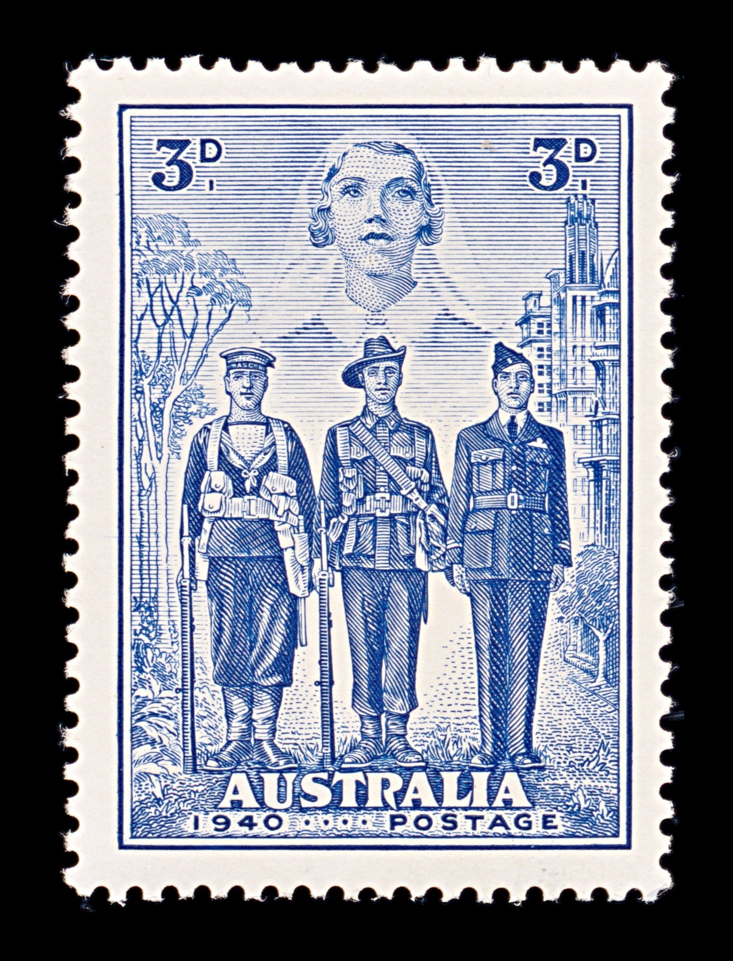 8320: Australia SG198 3d Blue 1940 Sc#186 Mi158 Mint MH C£18