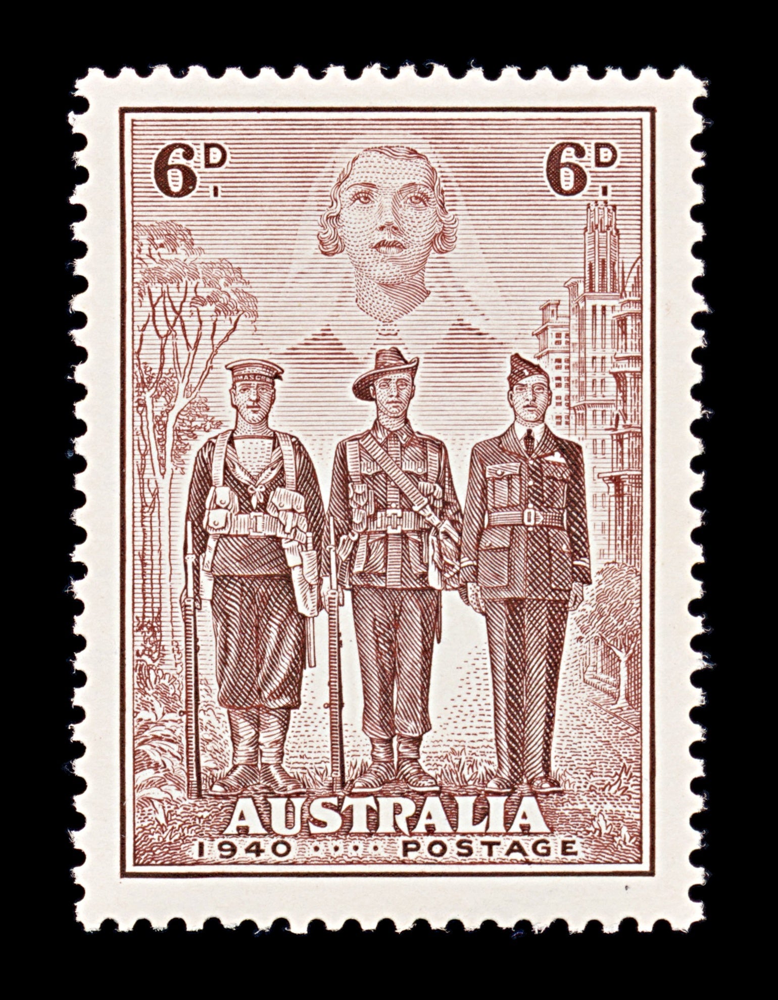 8321: Australia SG199 6d Purple brown 1940 Sc#187 Mi159 Mint MH C£30