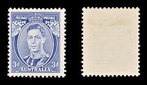 8322: Australia SG168b 3d Blue 1937 Sc#170a Mi143AIA Mint MH C£160