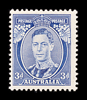 8322: Australia SG168b 3d Blue 1937 Sc#170a Mi143AIA Mint MH C£160