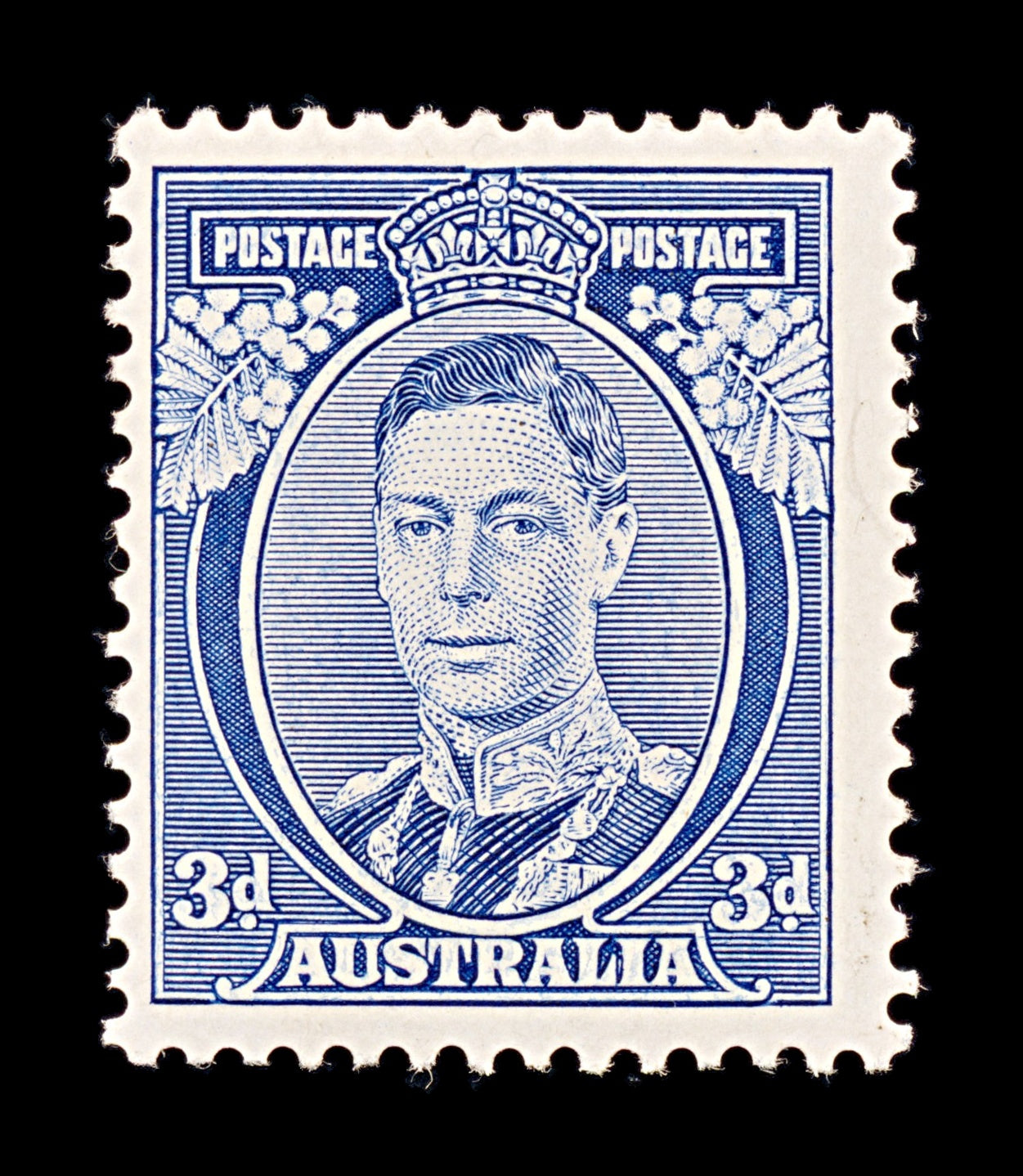 8322: Australia SG168b 3d Blue 1937 Sc#170a Mi143AIA Mint MH C£160