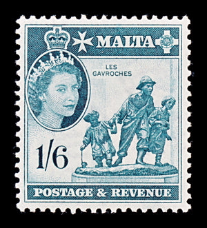 8323: Malta SG277 1s6d Deep turquoise green 1956 Sc#257 Mi248 Mint MH C£18