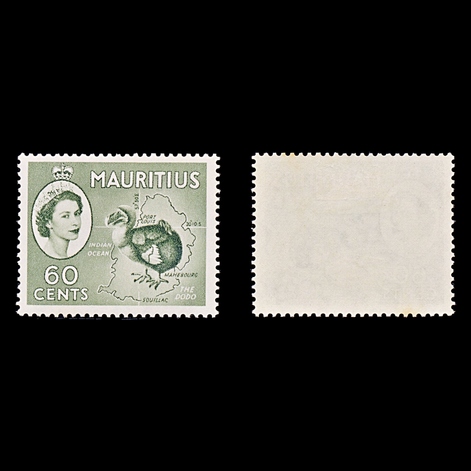 8328: Mauritius SG302a 60c Dark green 1954 Sc#261 Mi253 Mint MLH C£11