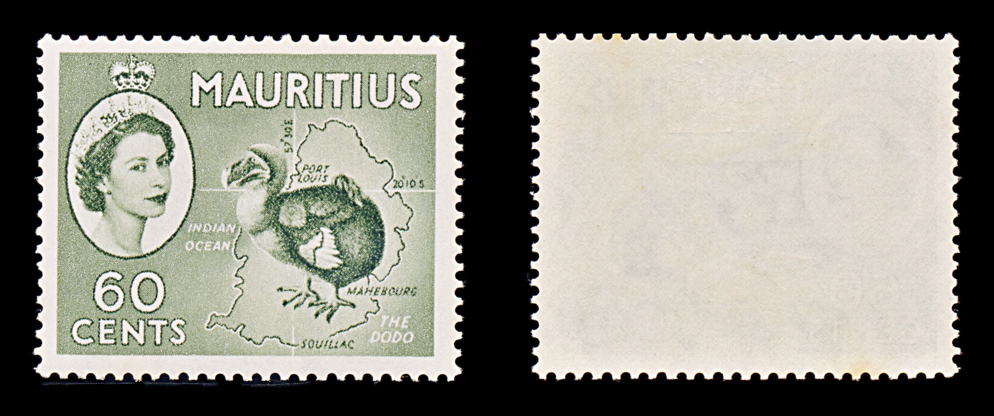 8328: Mauritius SG302a 60c Dark green 1954 Sc#261 Mi253 Mint MLH C£11