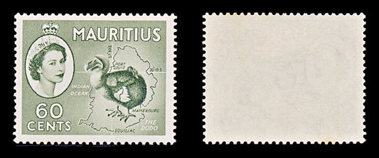 8328: Mauritius SG302a 60c Dark green 1954 Sc#261 Mi253 Mint MLH C£11