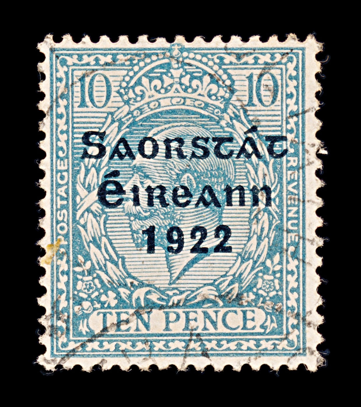 8338: Ireland SG62 10d Turquoise blue 1923 Sc#54 Mi35I Used C£75