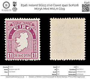 8346: Ireland SG113 1½d Claret 1940 Sc#108 Mi73A Mint MVLH C£19