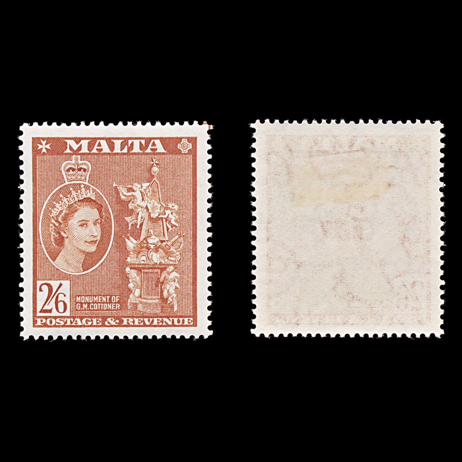 8358: Malta SG279 2s6d Chestnut 1956 Sc#259 Mi250 Mint MH C£11