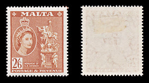 8358: Malta SG279 2s6d Chestnut 1956 Sc#259 Mi250 Mint MH C£11