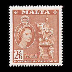 8358: Malta SG279 2s6d Chestnut 1956 Sc#259 Mi250 Mint MH C£11, view 3