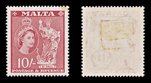 8360: Malta SG281 10s Carmine red 1956 Sc#261 Mi252 Mint MH C£38