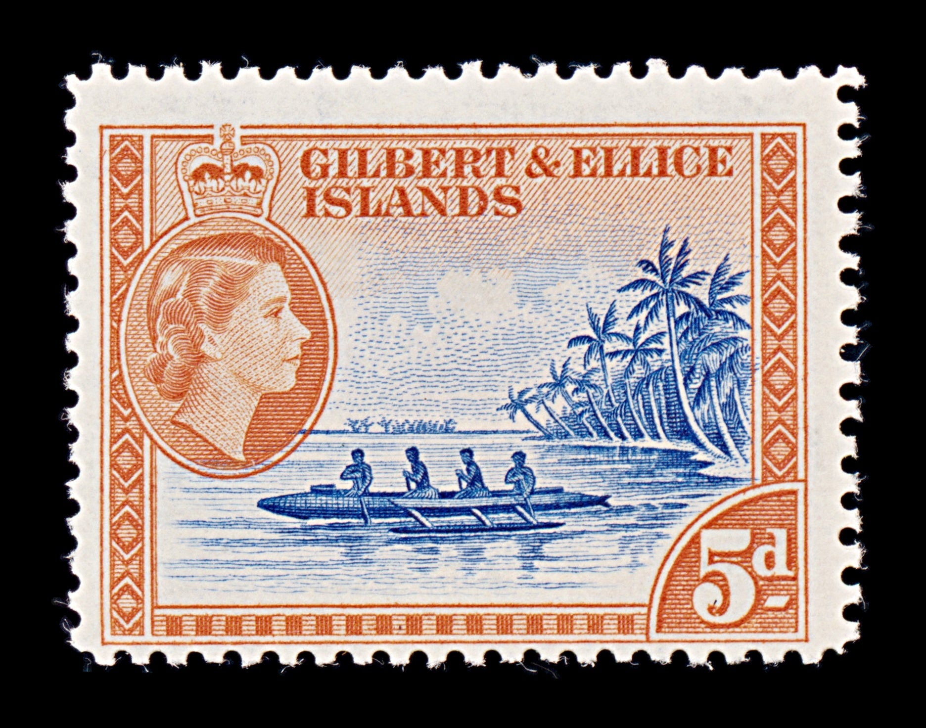 8370: Gilbert & Ellice SG69a 5d Orange & Ultramarine 1962 Mint MVLH C£25