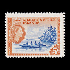 8370: Gilbert & Ellice SG69a 5d Orange & Ultramarine 1962 Mint MVLH C£25, view 3