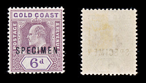 8374: Gold Coast SG54 SPECIMEN 1906 Sc#54 Mi55b Mint MVLH C£180
