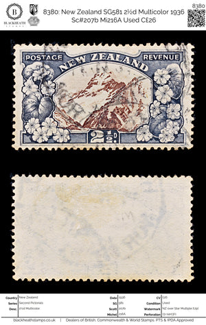 8380: New Zealand SG581 2½d Multicolor 1936 Sc#207b Mi216A Used C£26