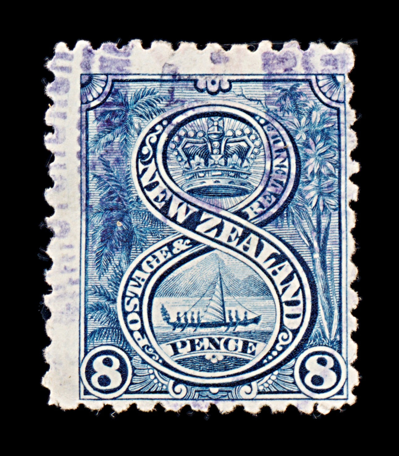 8382: New Zealand SG255 8d Indigo 1898 Sc#79a Mi74 Used C£50