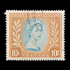 8385: Rhodesia & Nyasaland SG14 10s Orange & Green 1954 Sc#154 Mi15 Used C£11, view 3