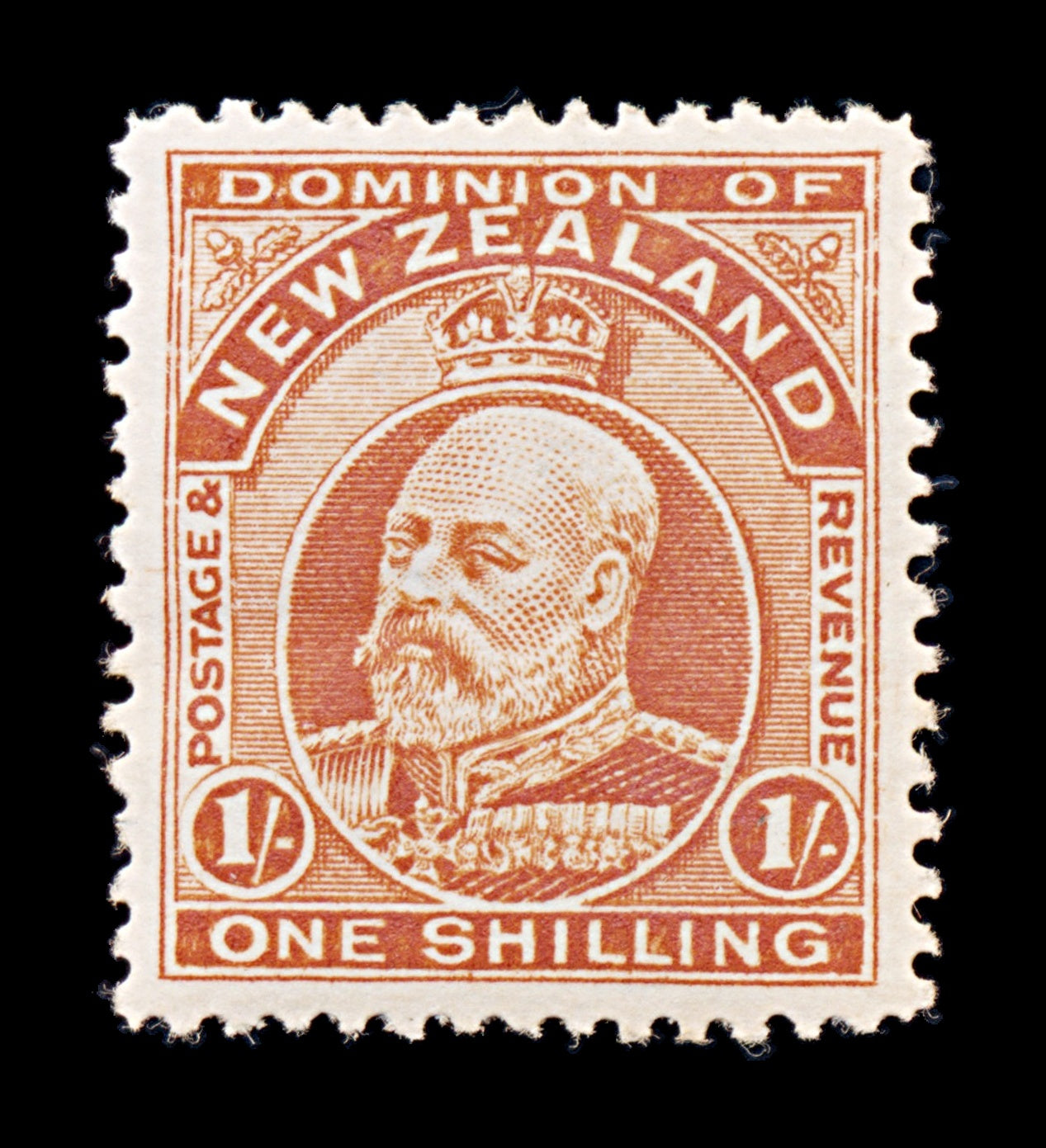 8386: New Zealand SG399 1s Vermilion 1909 Sc#139a Mi130C Mint MH C£65