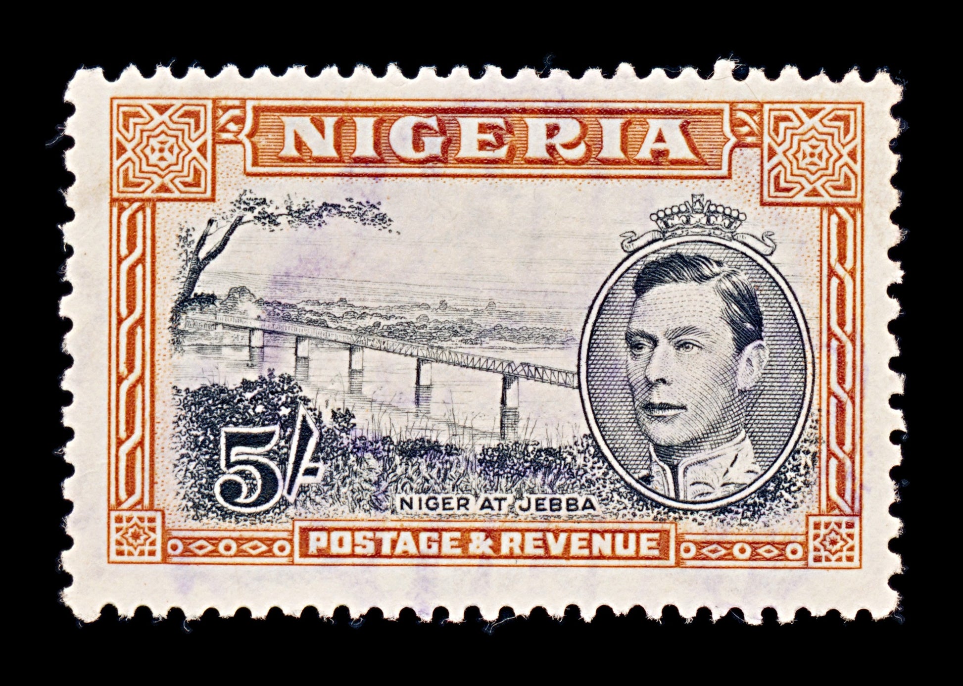 8390: Nigeria SG59 5s Orange & Black 1938 Sc#64c Mi61A Used C£23