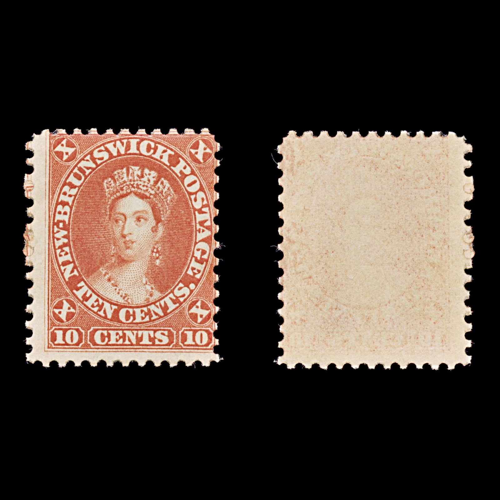 8397: New Brunswick SG17 10c Vermilion 1860 Sc#9 Mi7 Mint MVLH C£65