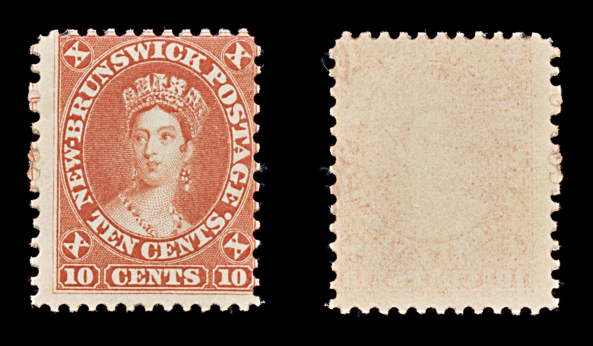 8397: New Brunswick SG17 10c Vermilion 1860 Sc#9 Mi7 Mint MVLH C£65