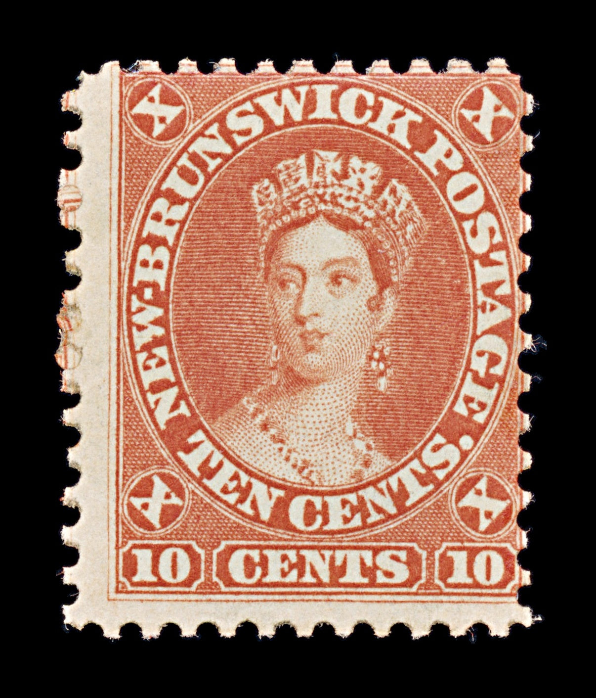 8397: New Brunswick SG17 10c Vermilion 1860 Sc#9 Mi7 Mint MVLH C£65