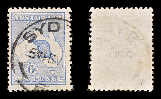 8408: Australia SG9 6d Ultramarine 1913 Sc#8 Mi11IIX Used C£20