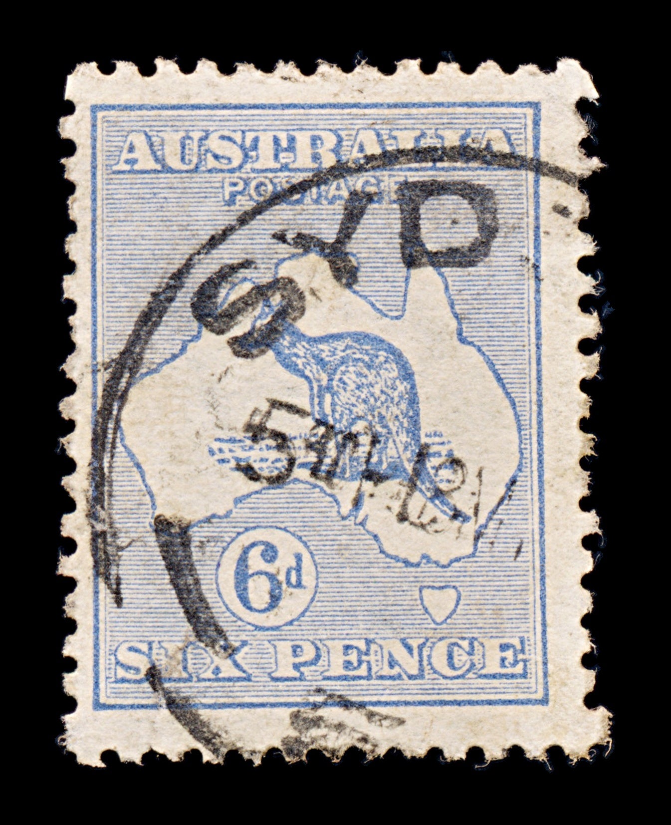 8408: Australia SG9 6d Ultramarine 1913 Sc#8 Mi11IIX Used C£20