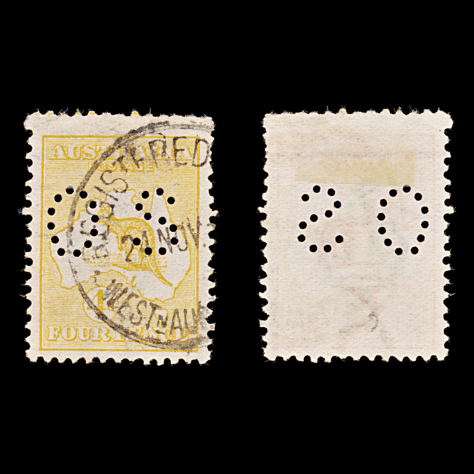 8415: Australia SGO21a 4d Orange yellow 1913 Sc#OB6b MiD6IIb Used C£325