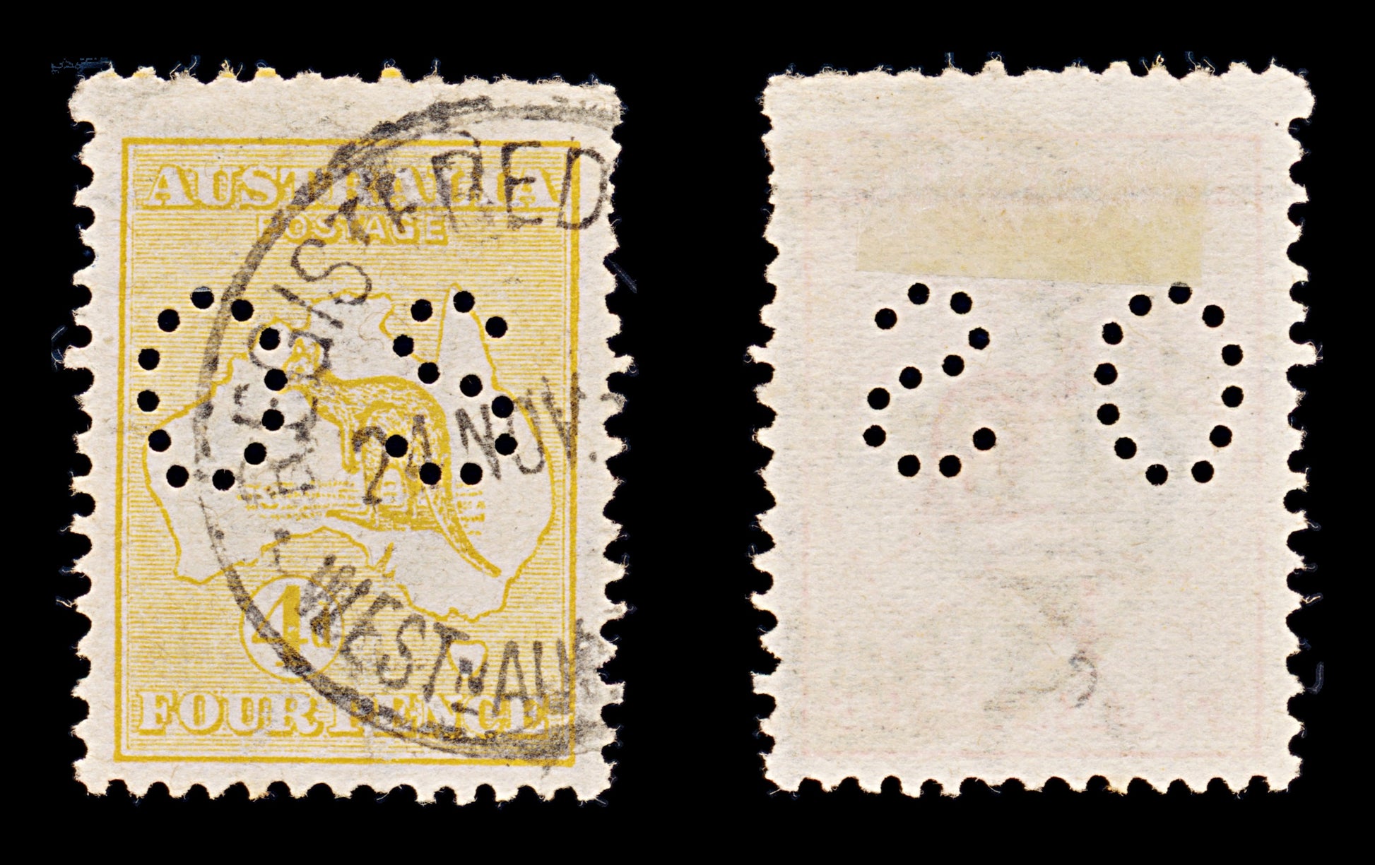 8415: Australia SGO21a 4d Orange yellow 1913 Sc#OB6b MiD6IIb Used C£325