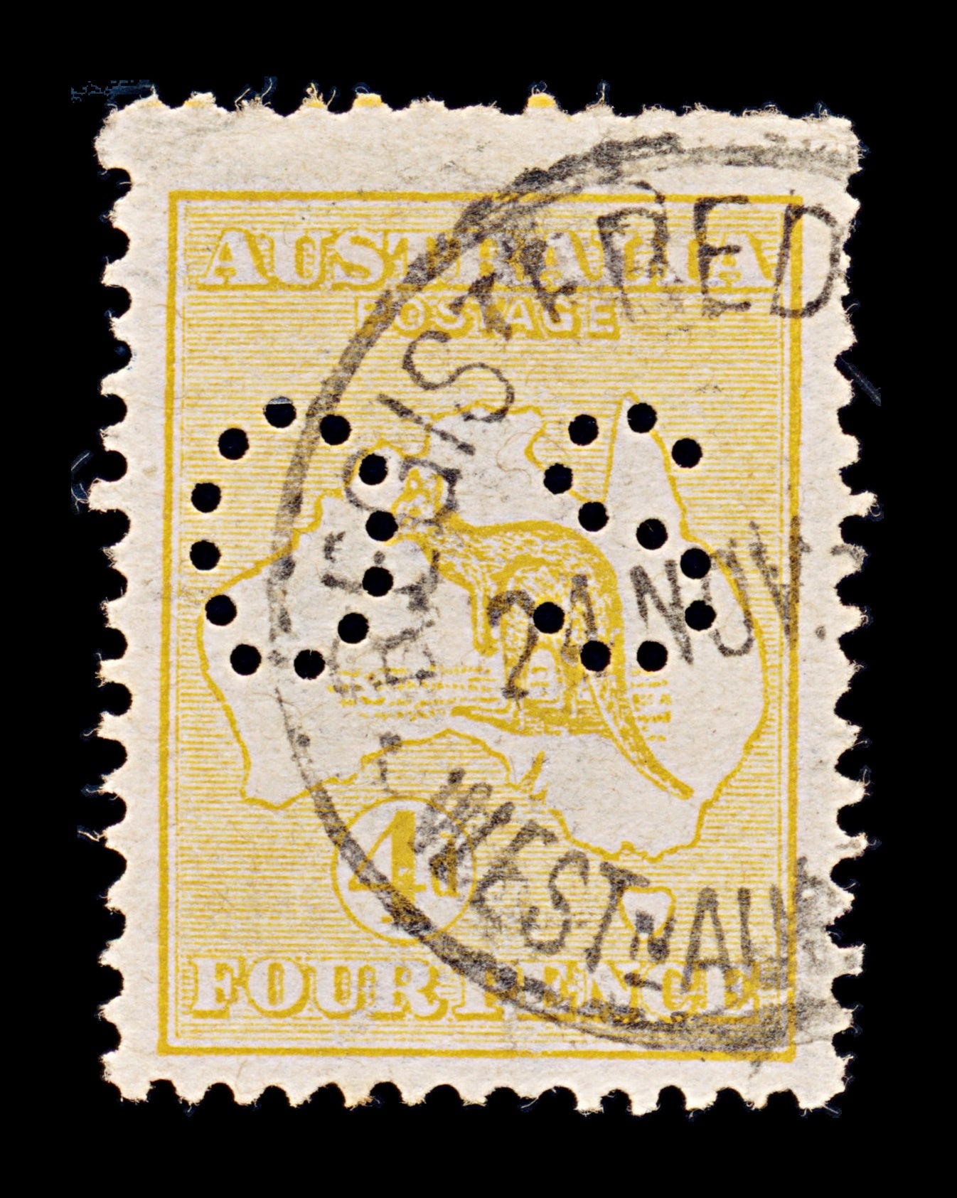 8415: Australia SGO21a 4d Orange yellow 1913 Sc#OB6b MiD6IIb Used C£325