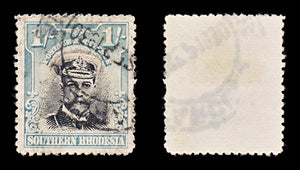 8418: Southern Rhodesia SG10 1s Black & Light blue 1924 Sc#10 Mi10 Used C£13