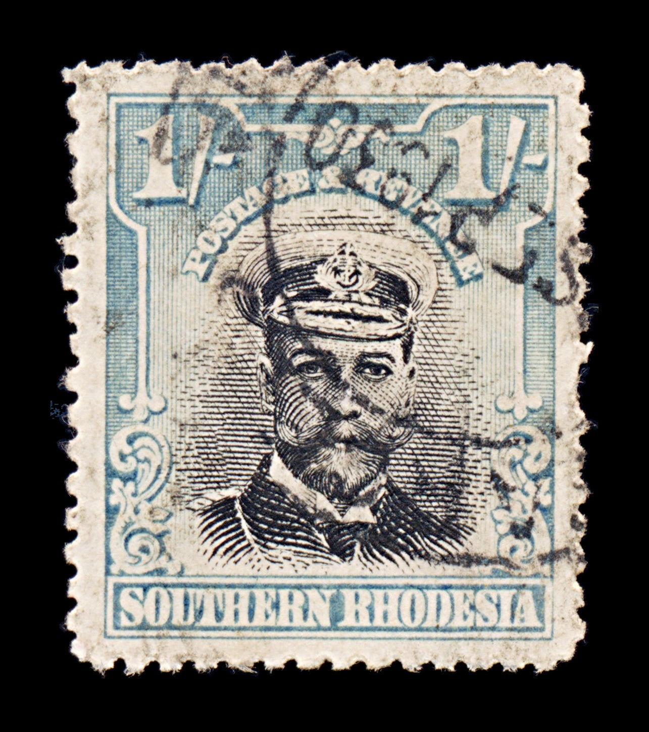 8418: Southern Rhodesia SG10 1s Black & Light blue 1924 Sc#10 Mi10 Used C£13