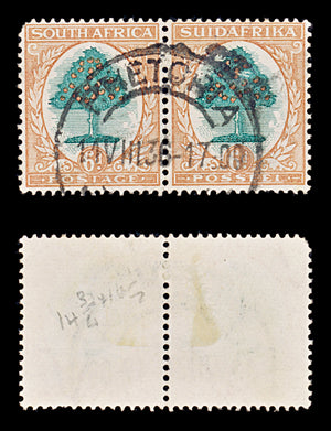 8419: South Africa SG32 2x 6d BlackishGreen & Orange 1926 Sc#25 Mi27-28 Used C£50