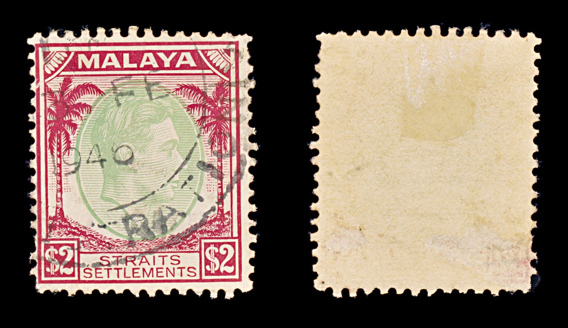 8421: Straits Settlements SG291 2$ Green & Scarlet 1938 Sc#251 Mi226 Filler C£17
