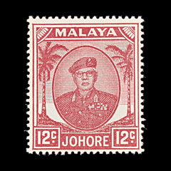 8425: Johore SG139a 12c Scarlet 1952 Sc#139 Mi124 Mint MH C£13, view 3