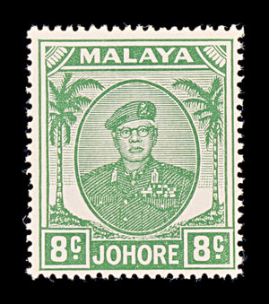 8426: Johore SG138a 8c Green 1952 Sc#137 Mi122 Mint MLH C£12