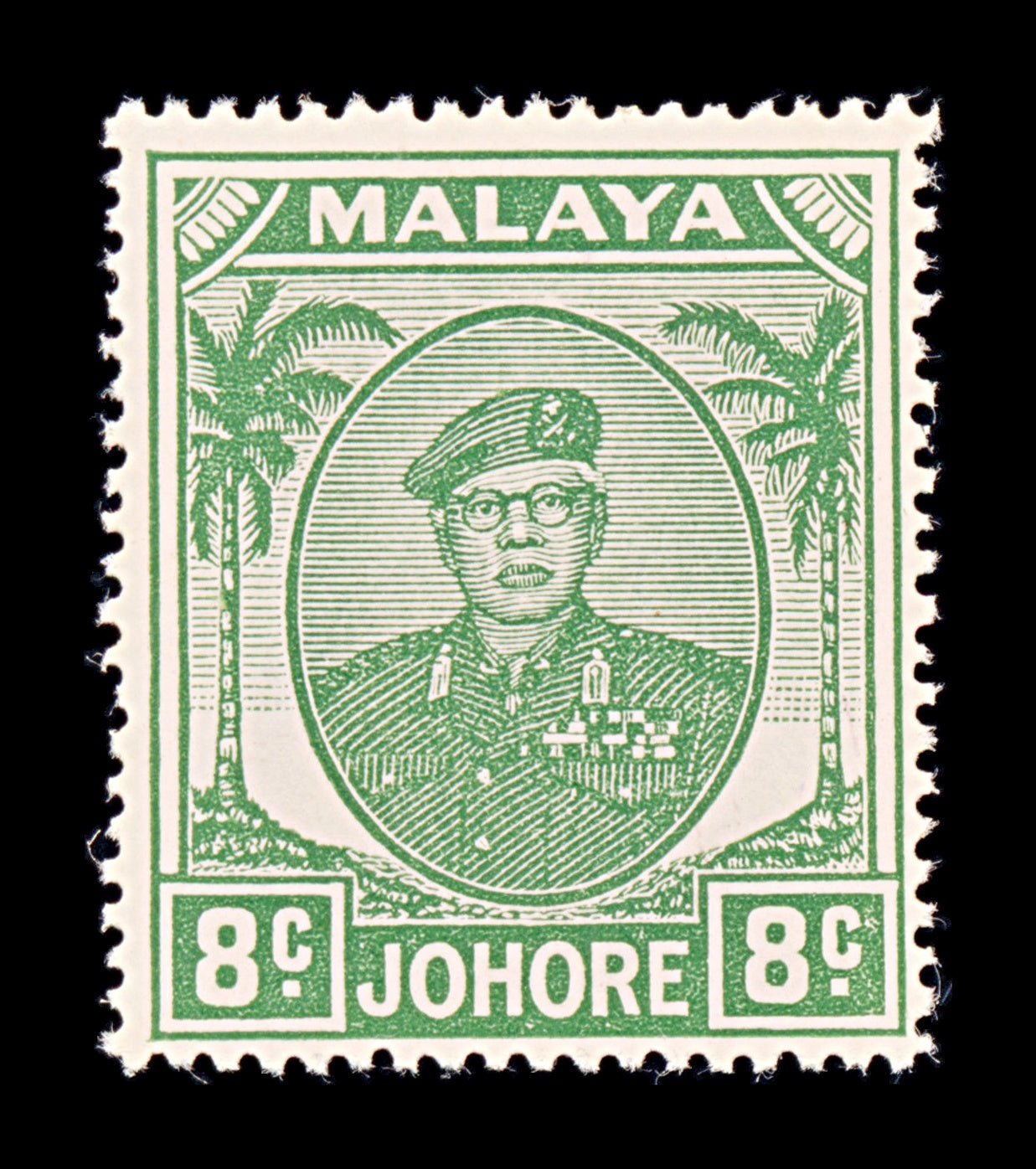 8426: Johore SG138a 8c Green 1952 Sc#137 Mi122 Mint MLH C£12
