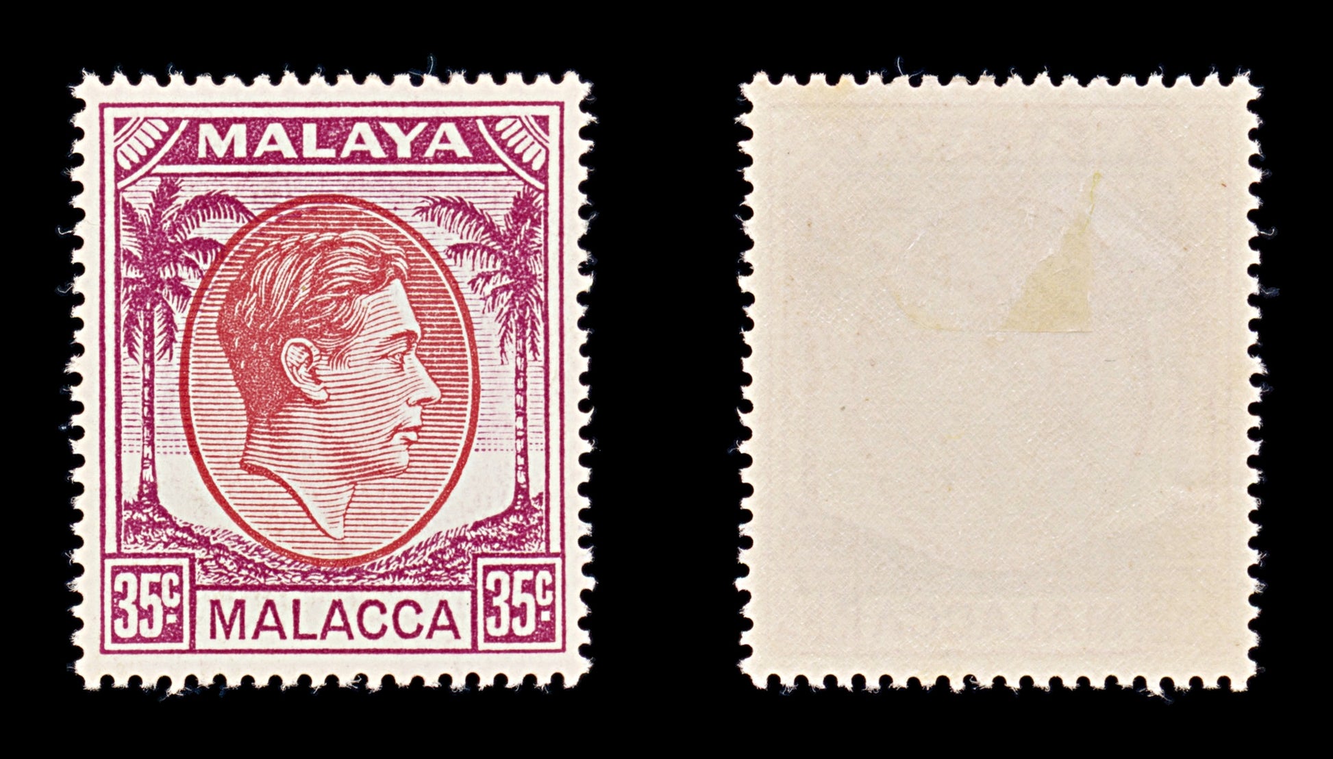 8428: Malacca SG12a 35c Purple & Scarlet 1952 Sc#26 Mi17 Mint MLH C£12