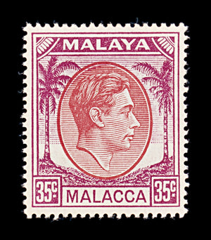 8428: Malacca SG12a 35c Purple & Scarlet 1952 Sc#26 Mi17 Mint MLH C£12