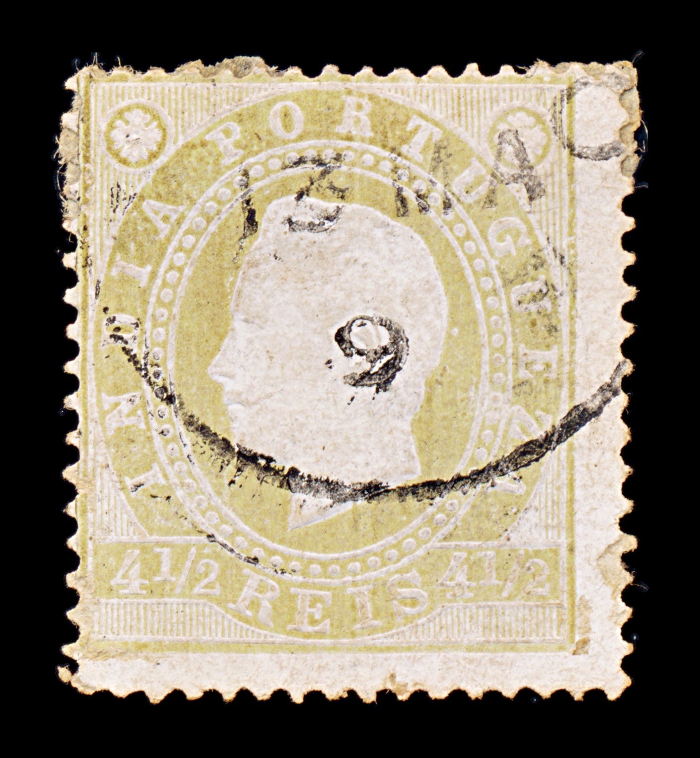 8434: India, Portuguese SG252 4½R Olive green 1886 Sc#175a Mi154C Used C£25