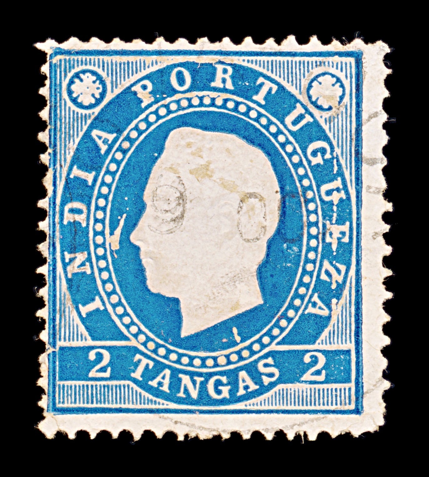 8435: India, Portuguese SG255 2T Blue 1886 Sc#178a Mi157C Used C£11