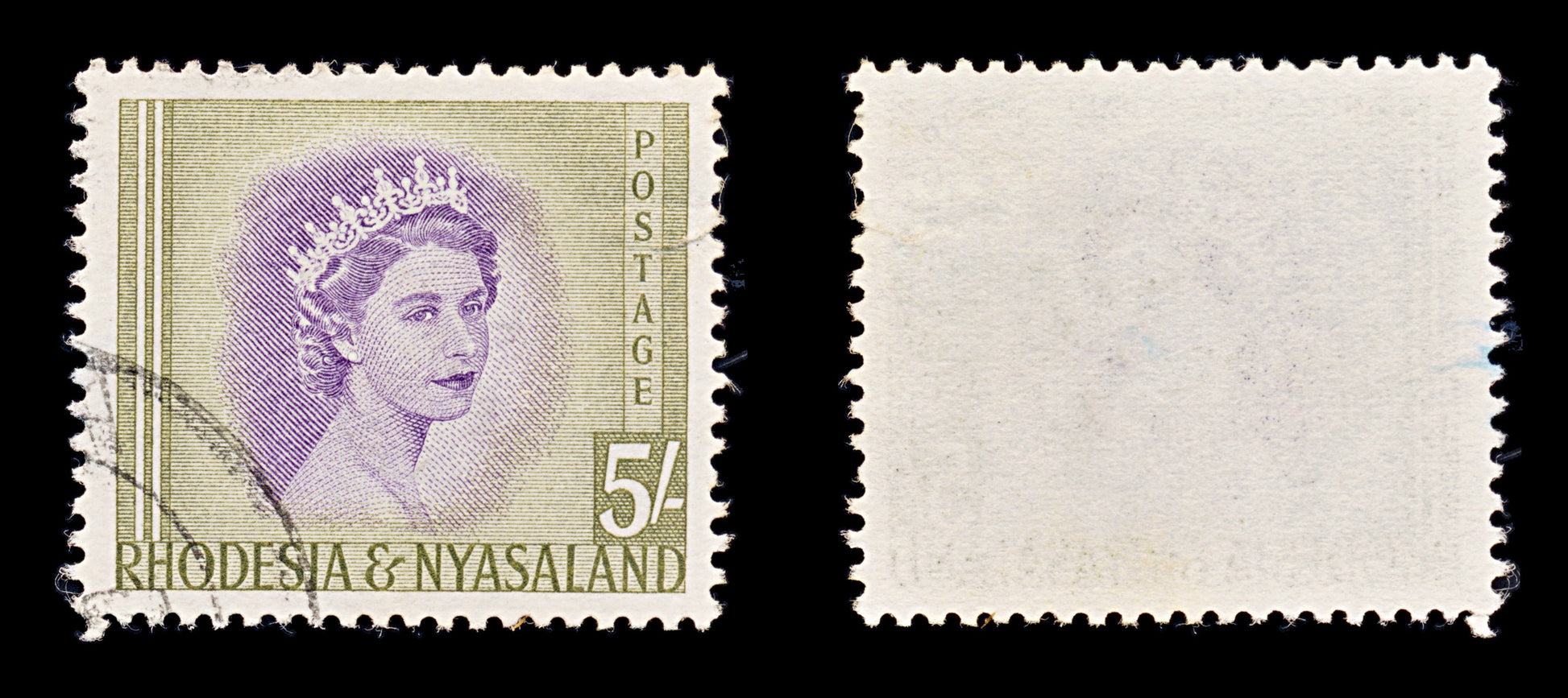 8436: Rhodesia & Nyasaland SG13 5s Violet & Olive 1954 Sc#153 Mi14 Filler C£27