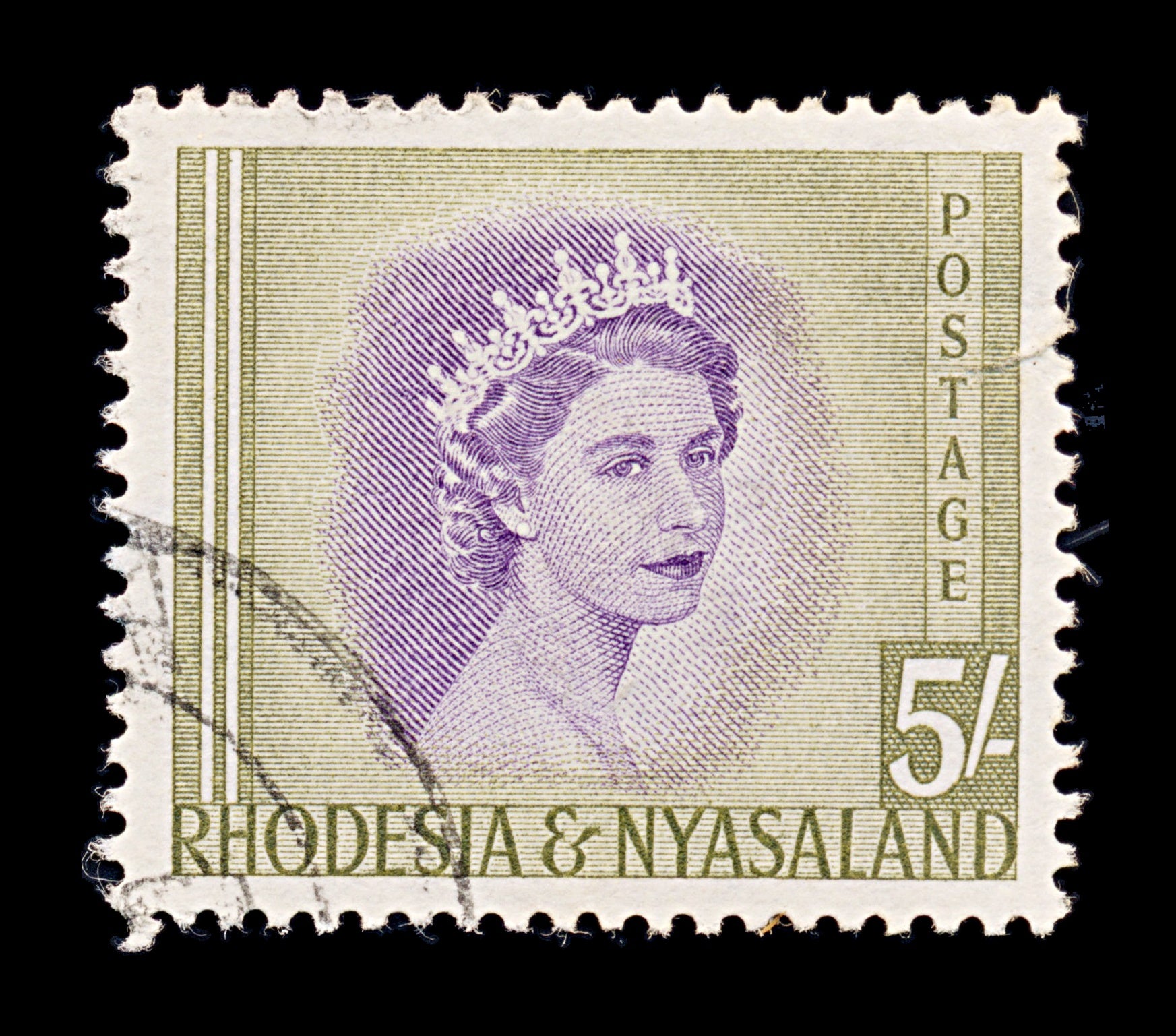 8436: Rhodesia & Nyasaland SG13 5s Violet & Olive 1954 Sc#153 Mi14 Filler C£27