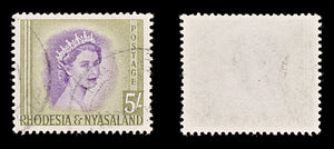 8437: Rhodesia & Nyasaland SG13 5s Violet & Olive 1954 Sc#153 Mi14 Used C£27