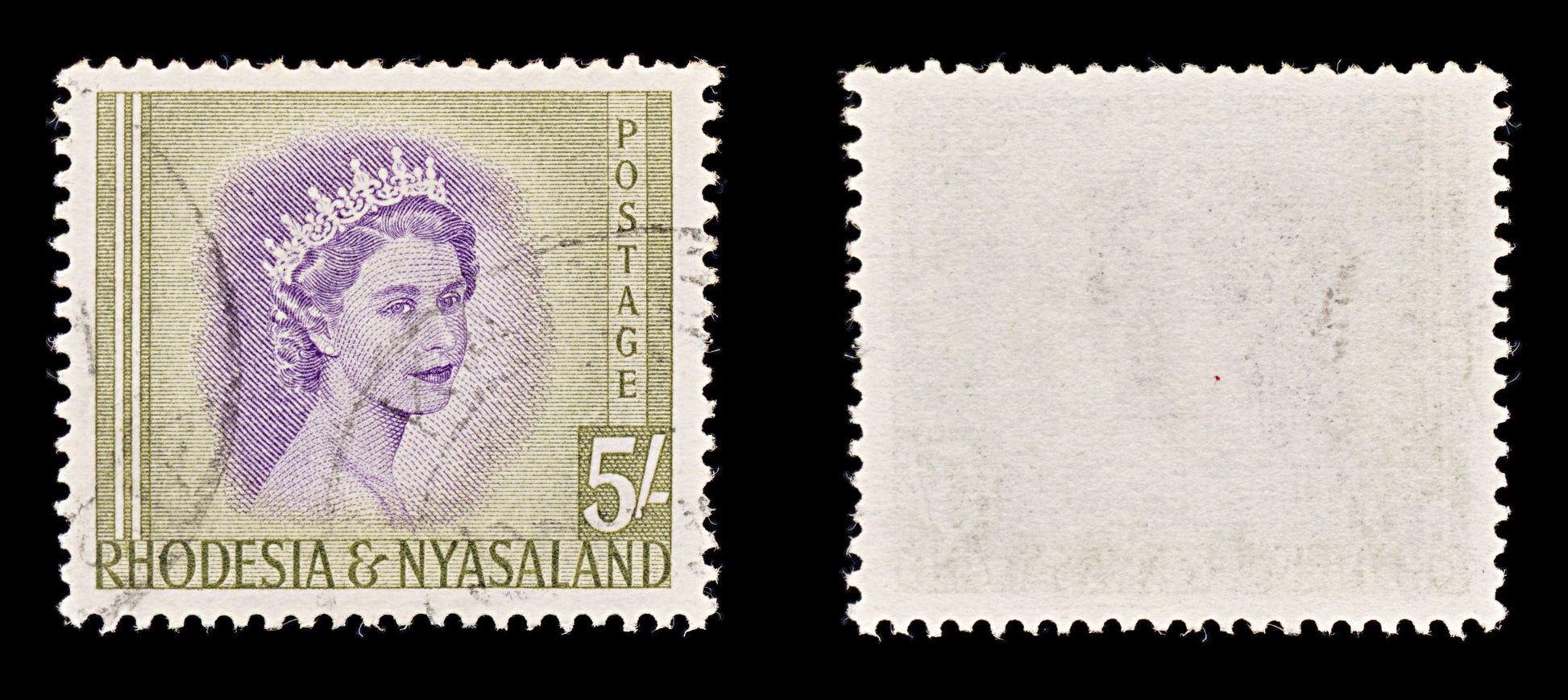 8437: Rhodesia & Nyasaland SG13 5s Violet & Olive 1954 Sc#153 Mi14 Used C£27