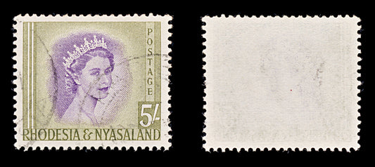8437: Rhodesia & Nyasaland SG13 5s Violet & Olive 1954 Sc#153 Mi14 Used C£27