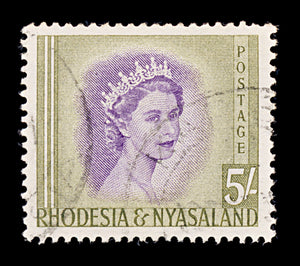 8437: Rhodesia & Nyasaland SG13 5s Violet & Olive 1954 Sc#153 Mi14 Used C£27